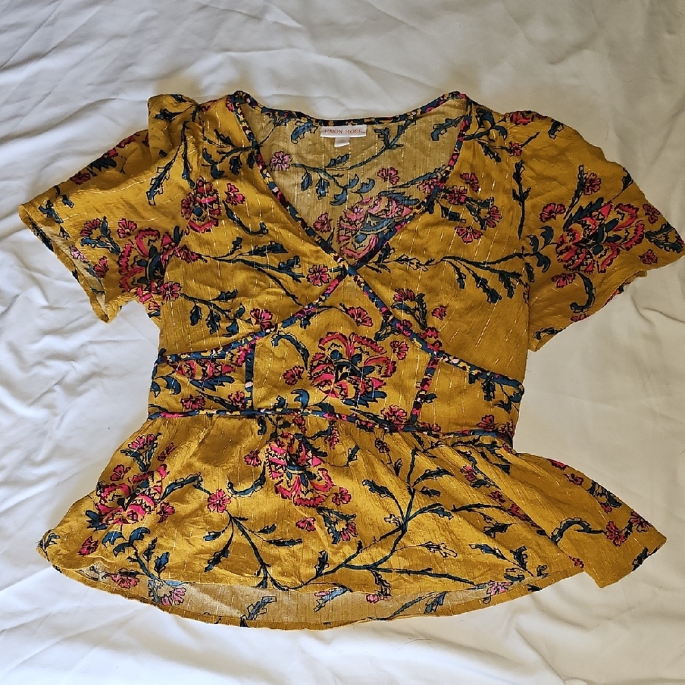 Knox Rose Mustard Floral Blouse